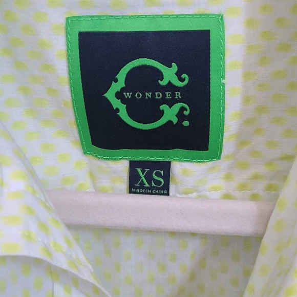 Neon Yellow Button Down Shirt Blouse - Picture 7 of 7
